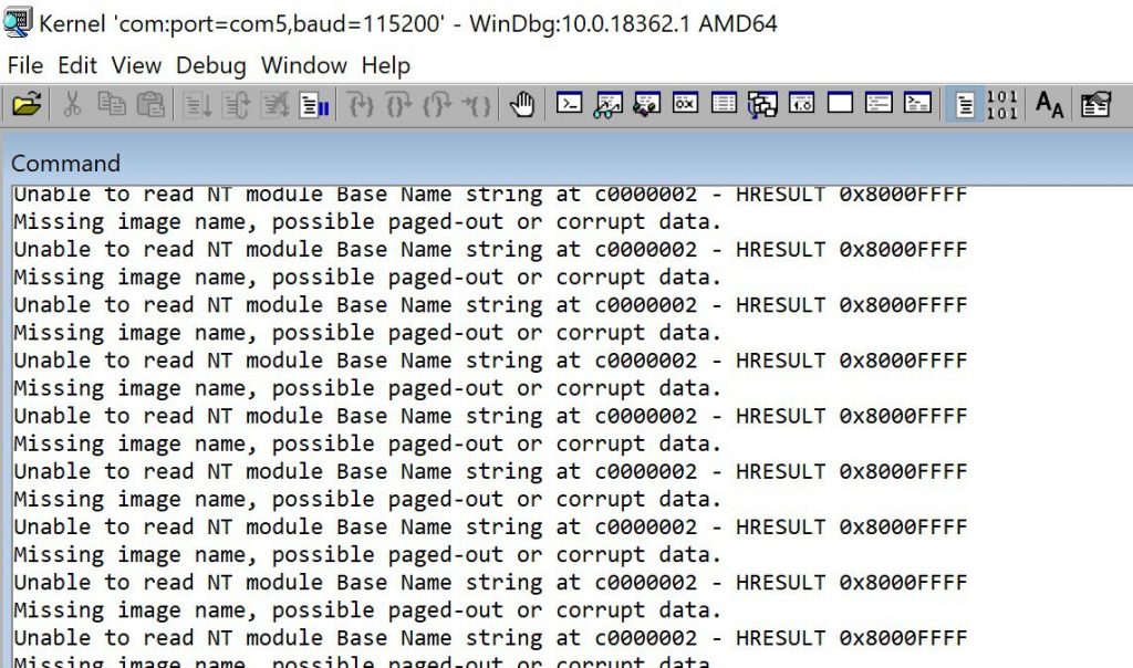 Windows debugger fails to read memory due improper SMBIOS configuration.