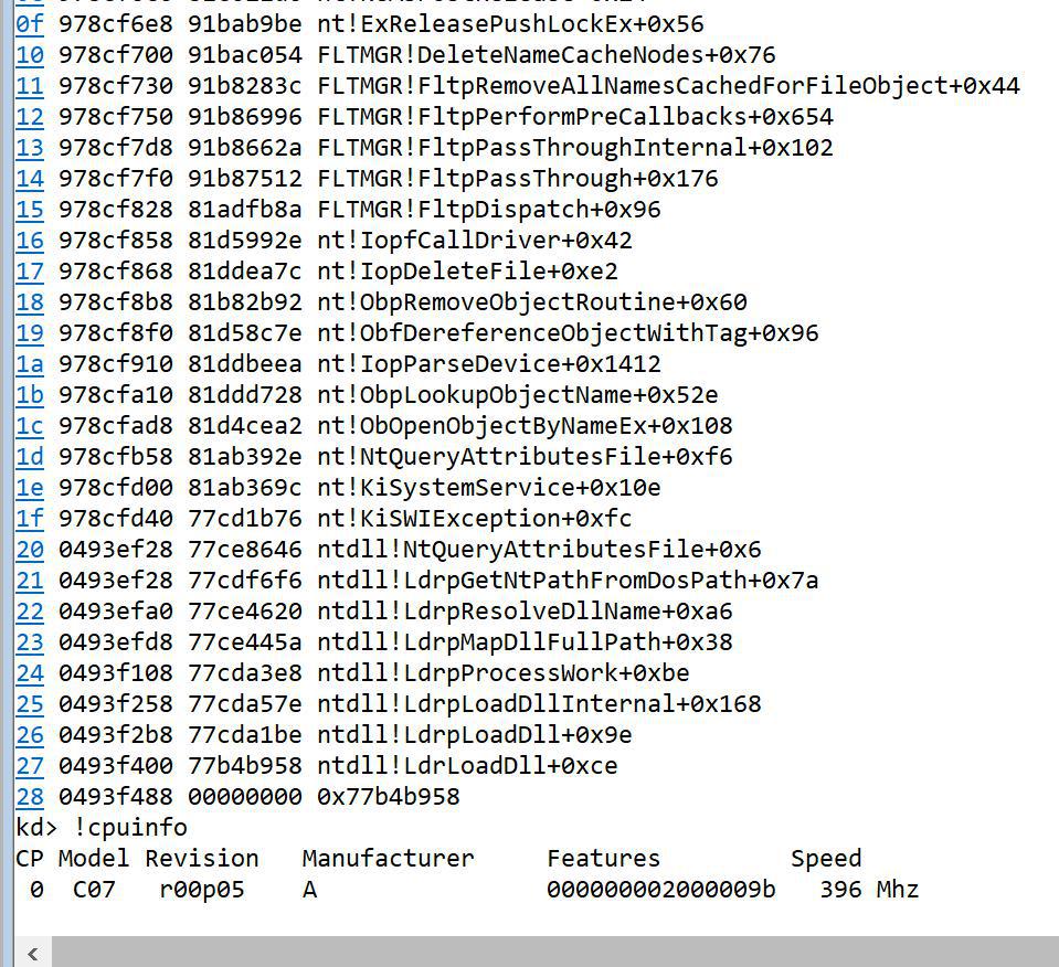 The SoC runs at 396MHz according to WinDbg's cpuinfo